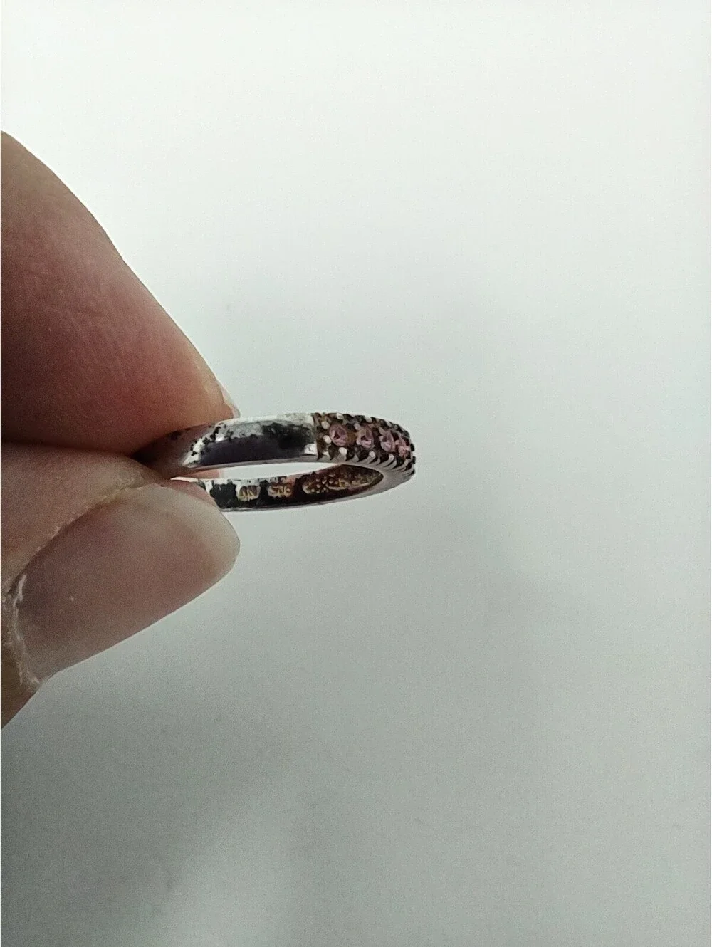 Avon Sterling Silver 925 Pink CZ Eternity Band Ring Sz 7